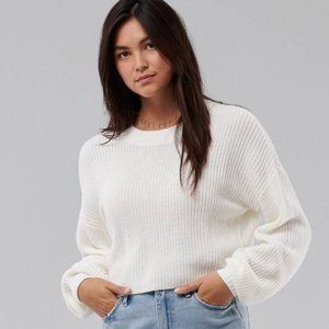 Hollister - White Textured Knit Crew Sweater